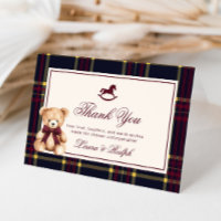 Teddy Bear Classic Burgundy Plaid Baby Shower