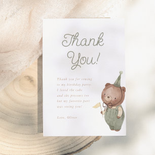 Tarjeta De Agradecimiento Teddy Bear First Birday Party