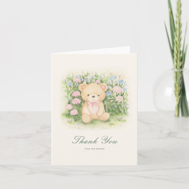 Tarjeta De Agradecimiento Teddy Bear Garden Classic (Anverso)
