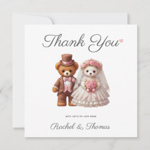 Tarjeta De Agradecimiento Teddy Bear Groom y Bride gracias