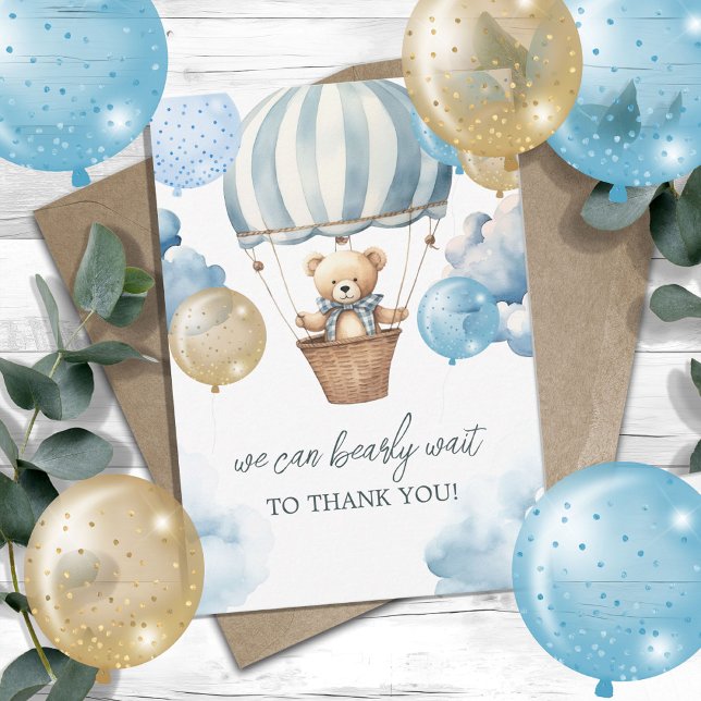 Tarjeta De Agradecimiento Teddy Bear Hot Air Balloon Gracias (Subido por el creador)