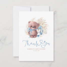 Tarjeta De Agradecimiento Teddy Bear Pampas Grass Cute Gracias
