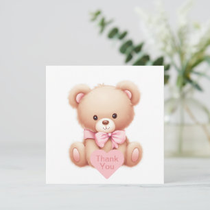 Tarjeta de agradecimiento Teddy Bear Pink