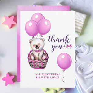 Tarjeta De Agradecimiento Teddy Bear Pink Baby Shower