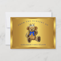 Teddy Bear Prince Baby Shower Gracias Cartas