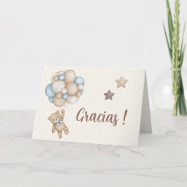 Tarjeta De Agradecimiento Teddy Bear Spanish Baby Shower Boy