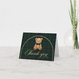 Tarjeta De Agradecimiento Teddy Bear Tartan Baby Shower Thank You Card