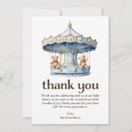 Tarjeta De Agradecimiento Teddy Bear Twin Boys Baby Shower