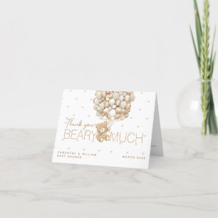 Tarjeta De Agradecimiento Teddy BearHeart & Balloon Baby Shower
