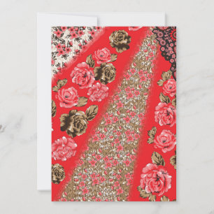 Tarjeta De Agradecimiento Tejidos rojos vibrantes con intrincados florales y