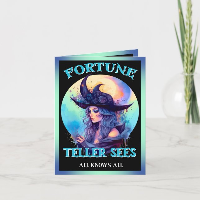 Tarjeta De Agradecimiento Teléster azul de fortuna _ Halloween (Anverso)
