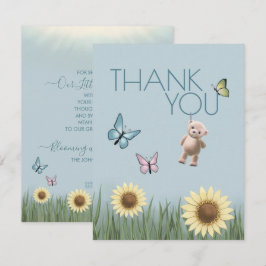 Tarjeta De Agradecimiento Tema Azul de Gratitud de Baby Shower de Osito de G