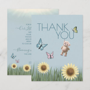 Tarjeta De Agradecimiento Tema Azul de Gratitud de Baby Shower de Osito de G