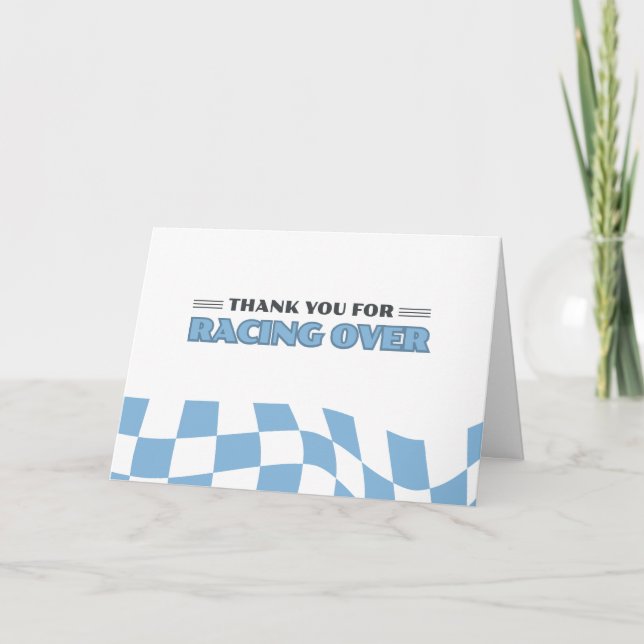 Tarjeta de agradecimiento tema coche de carreras d (Anverso)