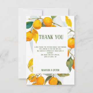 Tarjeta De Agradecimiento Tema de acuarela naranja Colores brillantes