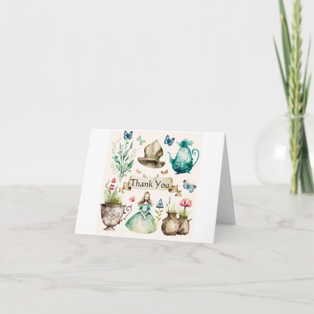 Tarjeta De Agradecimiento Tema de Alicia (Anverso)