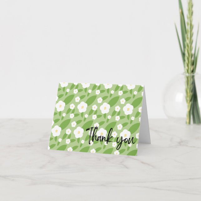 Tarjeta De Agradecimiento Tema de Baby Shower de Springtime Gingham y Blooms (Anverso)