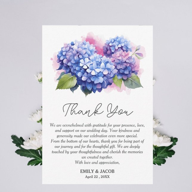 Tarjeta De Agradecimiento Tema de Boda Floral Hortensia Azul  (Subido por el creador)