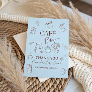 Tarjeta De Agradecimiento Tema de Café Arcoíris Azul Cafe Bebe Niño Shower d