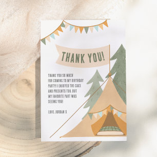 Tarjeta De Agradecimiento Tema de Camping Aventura al Aire Libre Cumpleaños 