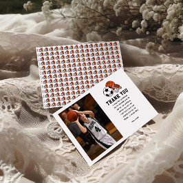 Tarjeta De Agradecimiento Tema de Cumpleaños Deportivo Niño Cumple 2 Años