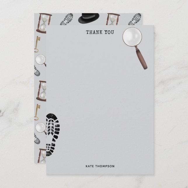 Tarjeta De Agradecimiento Tema de detectives de agentes secretos misteriosos (Anverso / Reverso)