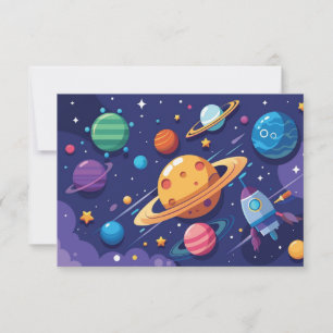 Tarjeta De Agradecimiento tema de espacio y planeta