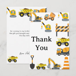 Tarjeta De Agradecimiento Tema de fiesta de cumpleaños de construcción para