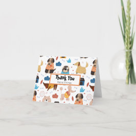 Tarjeta De Agradecimiento Tema de fiesta de cumpleaños de perro de dibujos a