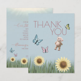 Tarjeta De Agradecimiento Tema de gratitud rosa para baby shower de osito de