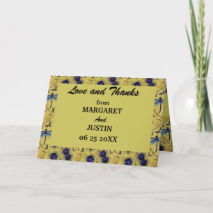 Tarjeta De Agradecimiento Tema de la boda vintage Dandelion y Dragonfly