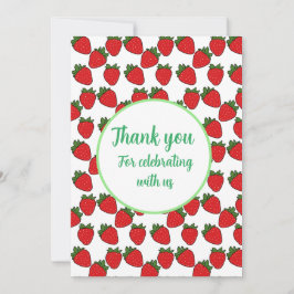 Tarjeta De Agradecimiento Tema de la fiesta de cumpleaños de fresa