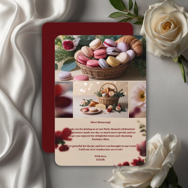 Tarjeta De Agradecimiento Tema de la revista Paris Patisseries Macaroons (Subido por el creador)