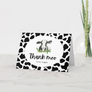 Tarjeta De Agradecimiento Tema de la vaca Cumpleaños Gracias Moo Follado