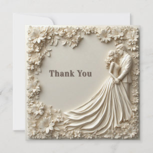 Tarjeta De Agradecimiento 🤍 Tema de marco de boda floral marfil en capas 🤍