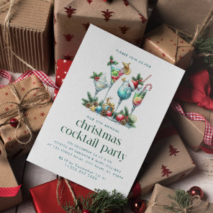 Tarjeta De Agradecimiento Tema de Navidad Fiesta de Cóctel de Navidad