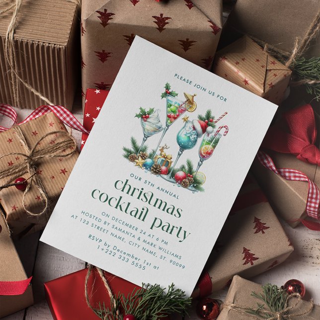 Tarjeta De Agradecimiento Tema de Navidad Fiesta de Cóctel de Navidad (Subido por el creador)