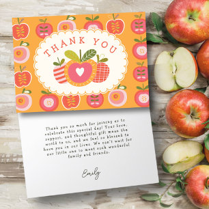 Tarjeta De Agradecimiento Tema de otoño Apple of Our Eye Pattern Baby Shower