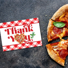Tarjeta De Agradecimiento Tema de pizza blanca roja