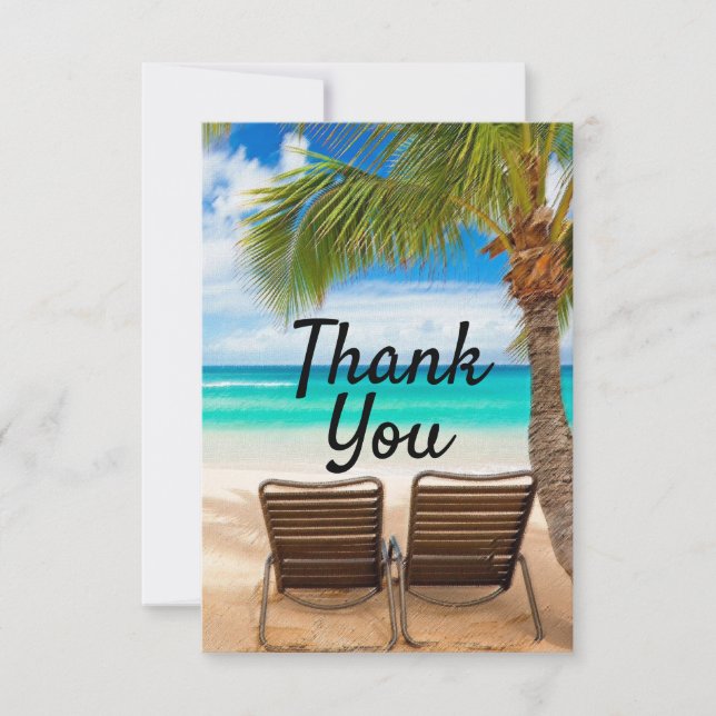 Tarjeta de agradecimiento tema de playa y océano (Anverso)