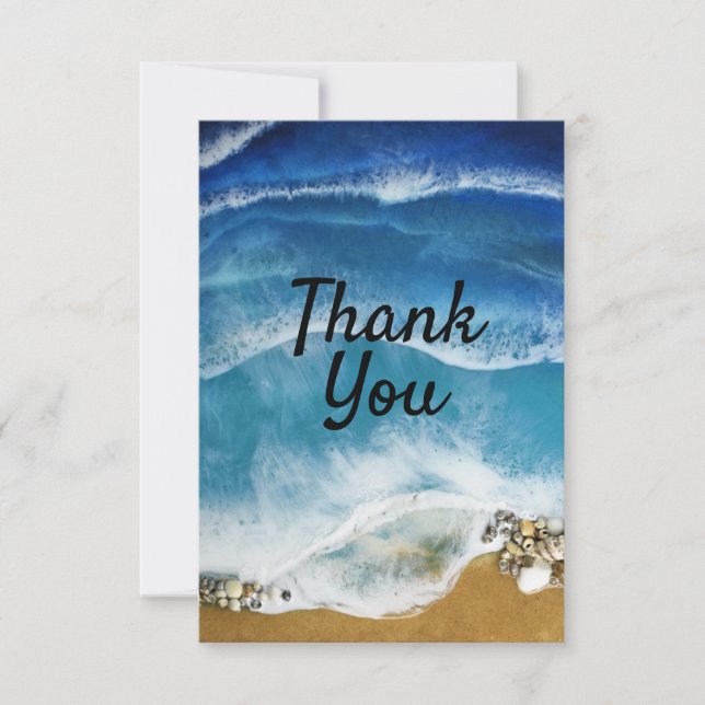 Tarjeta de agradecimiento tema de playa y océano (Anverso)