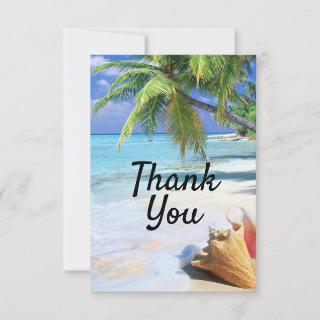 Tarjeta de agradecimiento tema de playa y océano (Anverso)