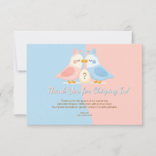 Tarjeta De Agradecimiento Tema de Pollito Pequeño - Revelación de Sexo de Ca