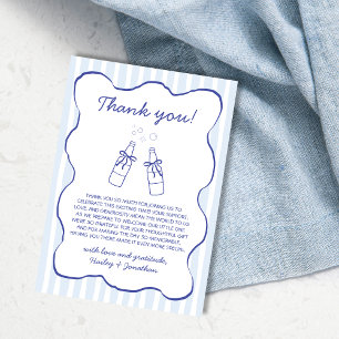 Tarjeta De Agradecimiento Tema de Soda Azul Dibujado a Mano Baby Shower
