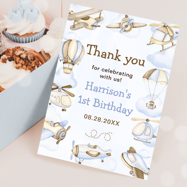 Tarjeta De Agradecimiento Tema del avión de Cute Boy (Subido por el creador)