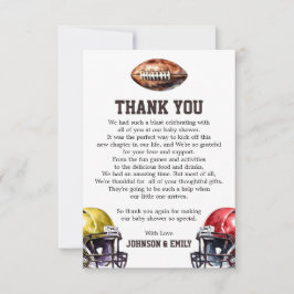 Tarjeta De Agradecimiento Tema del fútbol Baby Shower Gridiron