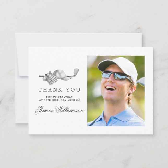 Tarjeta De Agradecimiento Tema del golf 18.ª foto de cumpleaños (Anverso)