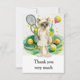 Tarjeta De Agradecimiento Tema del tenis para los amantes del gato siamés