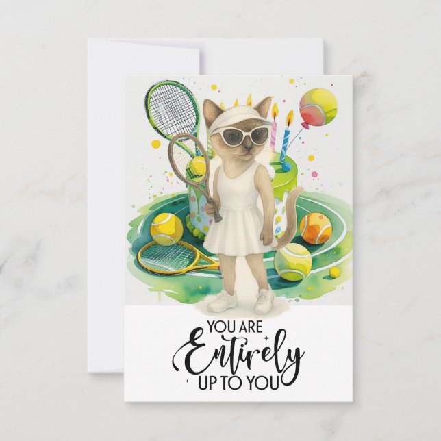 Tarjeta De Agradecimiento Tema del tenis para los amantes del gato siamés (Anverso)