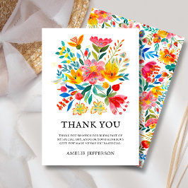 Tarjeta De Agradecimiento Tema floral de la Fiesta Mexicana